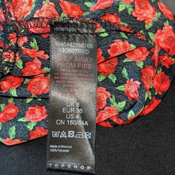 Topshop Red Rose Rushed Sleeve Blouse size 4 - Picture 8 of 8